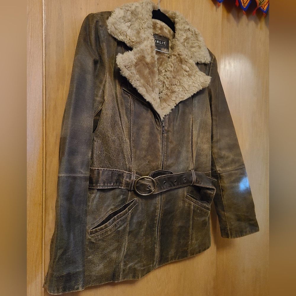 Winlit Leather Jacket Brown Medium - image 1